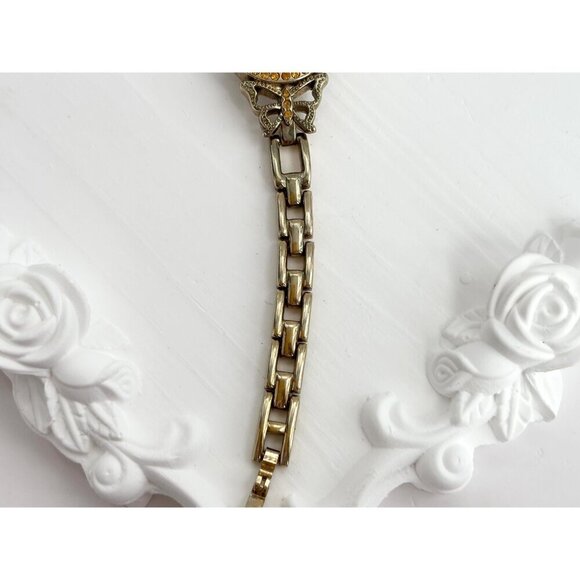 L.E.I. Butterfly 90's Rhinestoned Vintage Women's Wristwatch - 15 mm - WORKS! - Picture 3 of 10